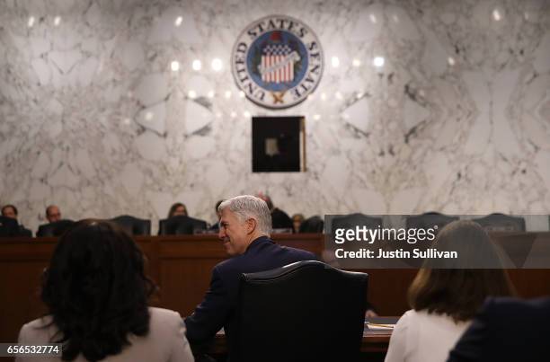 Judge Neil Gorsuch looks on during the third day of his Supreme Court confirmation hearing before the Senate Judiciary Committee in the Hart Senate...