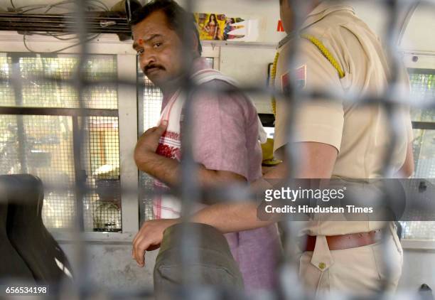 Ajmer Dargah blast convict Devendra Gupta returning from the court in Jaipur that sentenced him and Bhavesh Patel to life imprisonment for their role...