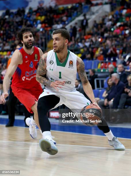 Scottie Wilbekin, #1 of Darussafaka Dogus Istanbul in action during the 2016/2017 Turkish Airlines EuroLeague Regular Season Round 27 game between...