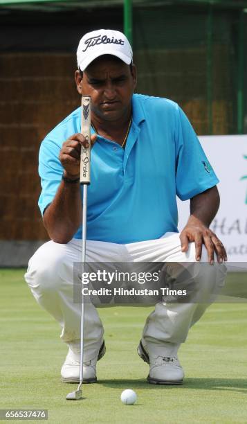 Mukesh Kumar in action during the 2nd day of Classic Golf Tournament at Royal Calcutta Golf Club on March 22, 2017 in Kolkata, India.