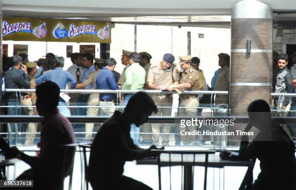 Lucknow Police run an anti-Romeo operation at Saharaganj mall, on March 22, 2017 in Lucknow, India. The anti-Romeo squads are formed by the police on...