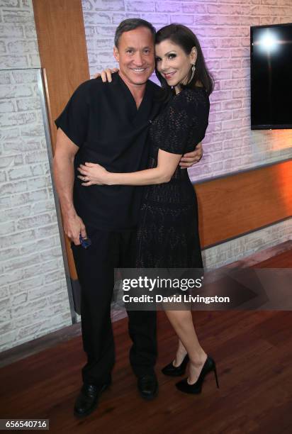 Personalities Dr. Terry Dubrow and Heather Dubrow visit Hollywood Today Live at W Hollywood on March 22, 2017 in Hollywood, California.