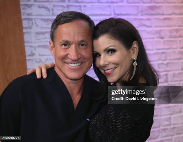 Personalities Dr. Terry Dubrow and Heather Dubrow visit Hollywood Today Live at W Hollywood on March 22, 2017 in Hollywood, California.