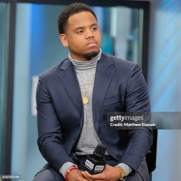 Actor Mack Wilds attends Build Series Presents Sanaa Lathan & Mack Wilds discussing "Shots Fired" at Build Studio on March 22, 2017 in New York City.