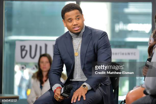 Actor Mack Wilds attends Build Series Presents Sanaa Lathan & Mack Wilds discussing "Shots Fired" at Build Studio on March 22, 2017 in New York City.