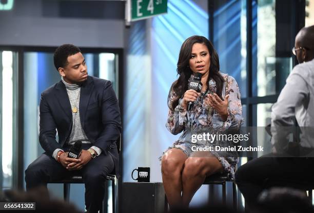 Mack Wilds and Sanaa Lathan attend the Build Series to discuss the show 'Shots Fired' at Build Studio on March 22, 2017 in New York City.