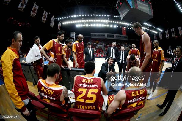 Ergin Ataman, Head Coach of Galatasaray Odeabank Istanbul in action during the 2016/2017 Turkish Airlines EuroLeague Regular Season Round 27 game...