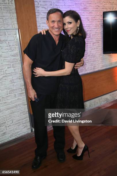 Personalities Dr. Terry Dubrow and Heather Dubrow visit Hollywood Today Live at W Hollywood on March 22, 2017 in Hollywood, California.