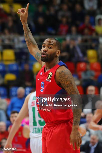 Aaron Jackson of the CSKA Moscow reacts against the Darussafaka Dogus Istanbul during the 2016/2017 Turkish Airlines EuroLeague Regular Season Round...