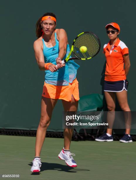 Mariana Duque-Marino during the qualifying round of the 2017 Miami Open on March 20 at Tennis Center at Crandon Park in Key Biscayne, FL.