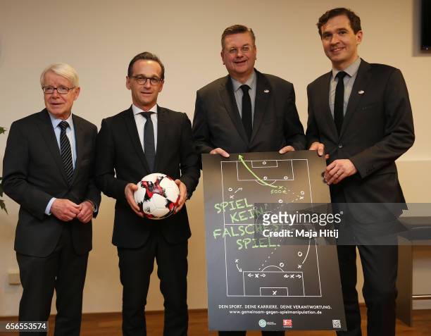 First Vice President Dr. Reinhard Rauball, Minister for Justice Heiko Maas, DFB President Reinhard Grindel and General Secretary Dr. Friedrich...