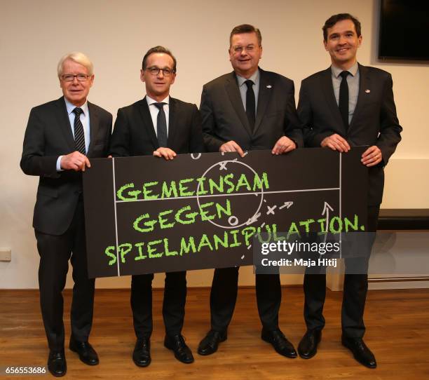 First Vice President Dr. Reinhard Rauball, Minister for Justice Heiko Maas, DFB President Reinhard Grindel and General Secretary Dr. Friedrich...