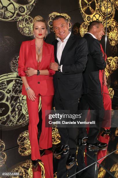 Caroline Vreeland and Jean-Christophe Babin attend Bvlgari Cocktail At Baselworld 2017 on March 22, 2017 in Basel, Switzerland.