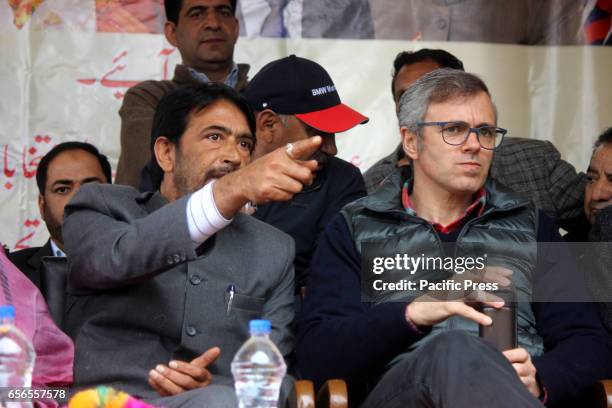 Kashmiri Mainstream party National Conference President and Former Chief Minister J&K, Omar Abdullah and Pradesh Congress Committee Chief, GA Mir...