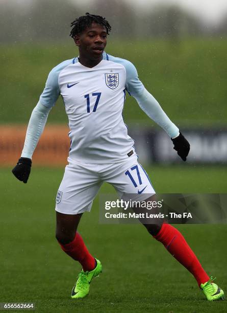 Isaac Buckley-Ricketts of England in action during the UEFA U19 International Qualifier between England and Norway at St Georges Park on March 22,...