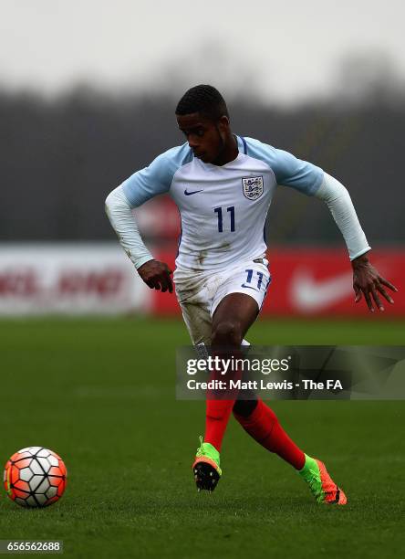 Ryan Sessegnon of England in action during the UEFA U19 International Qualifier between England and Norway at St Georges Park on March 22, 2017 in...