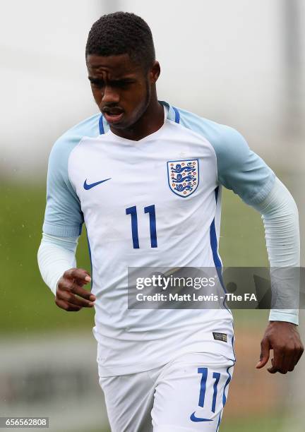 Ryan Sessegnon of England in action during the UEFA U19 International Qualifier between England and Norway at St Georges Park on March 22, 2017 in...