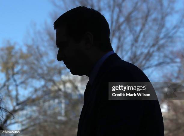 House Intelligence Committee Chairman Devin Nunes walks away after speaking to reporters after a meeting at the White House March 22, 2017 in...