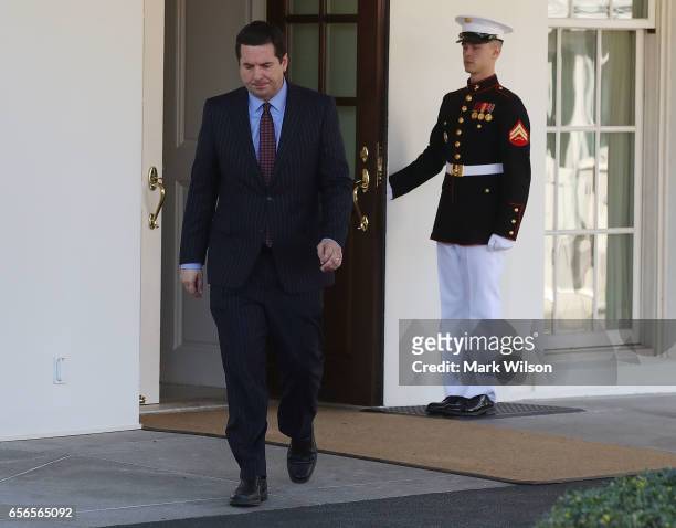 House Intelligence Committee Chairman Devin Nunes walks out of the West Wing after a meeting at the White House March 22, 2017 in Washington, DC....