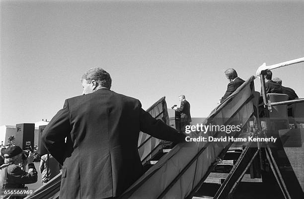 President Bill Clinton speaking during his re-election bid at a rally at Arizona State University outside the Grady Gamma Auditorium, Oct. 31, 1996.