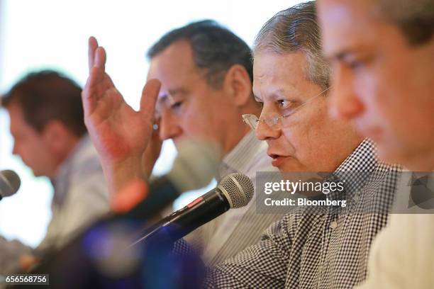 Luis Robles Miaja, chairman of BBVA Bancomer SA and president of the Mexican Banking Association , speaks during the 80th annual Mexican Banking...