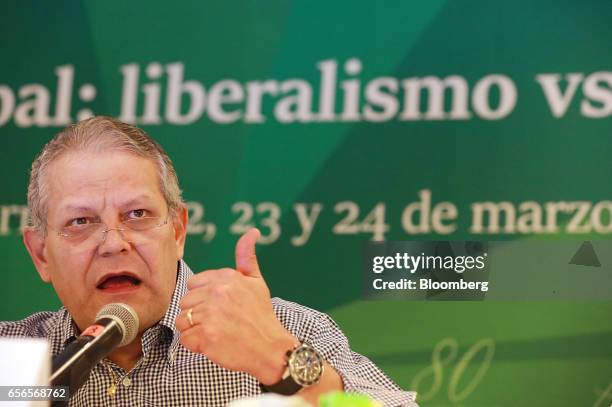 Luis Robles Miaja, chairman of BBVA Bancomer SA and president of the Mexican Banking Association , speaks during the 80th annual Mexican Banking...