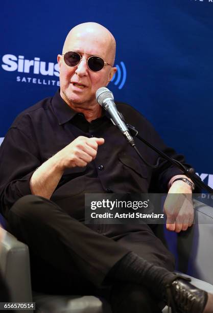 Musician Paul Shaffer discusses his new album during a SiriusXM 'Unmasked' event hosted by Ron Bennington at the SiriusXM Studios on March 20, 2017...