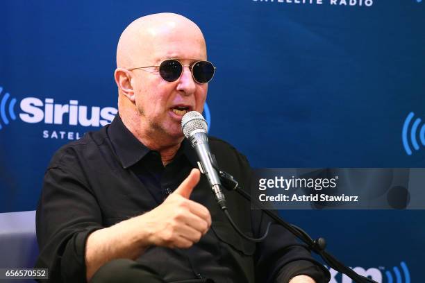 Musician Paul Shaffer discusses his new album during a SiriusXM 'Unmasked' event hosted by Ron Bennington at the SiriusXM Studios on March 20, 2017...