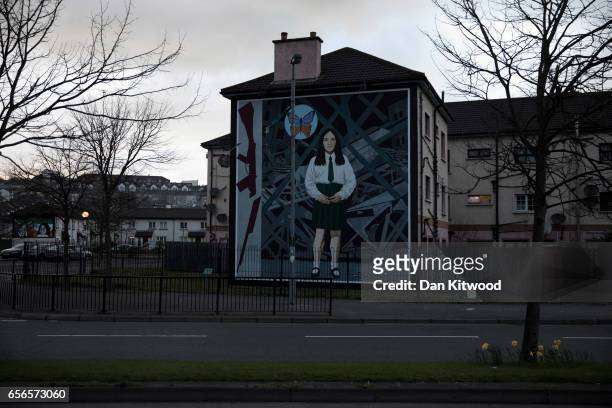 Republican mural at Free Derry Corner, close to the home of the late Martin McGuinness on March 22, 2017 in Londonderry, Northern Ireland. Northern...