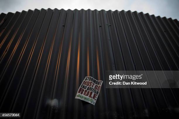 Republican poster close to the home of the late Martin McGuinness on March 22, 2017 in Londonderry, Northern Ireland. Northern Ireland's Former...