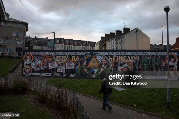 Republican mural close to the home of the late Martin McGuinness on March 22, 2017 in Belfast, Northern Ireland. Northern Ireland's Former Deputy...