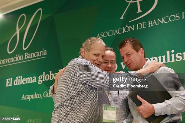 Luis Robles Miaja, chairman of BBVA Bancomer SA and president of the Mexican Banking Association , from left, Alberto Gomez Alcala, executive...