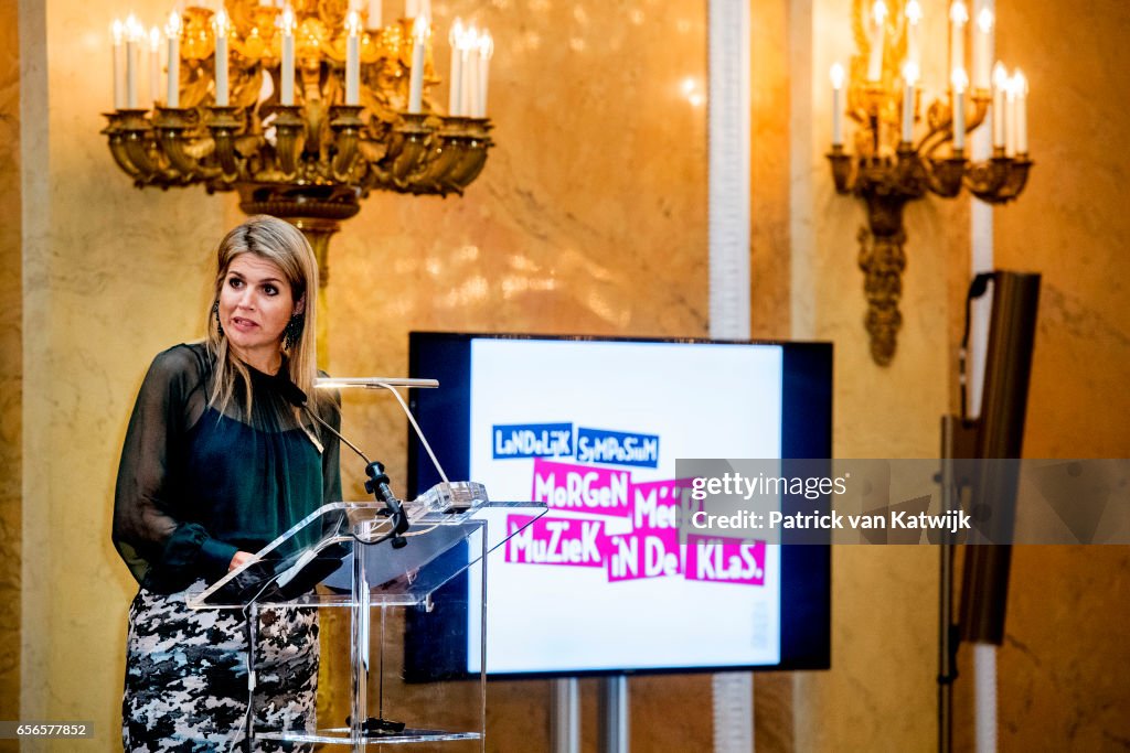 Queen Maxima opens music symposium in Palace Noordeinde in The Hague - 22 march 2017