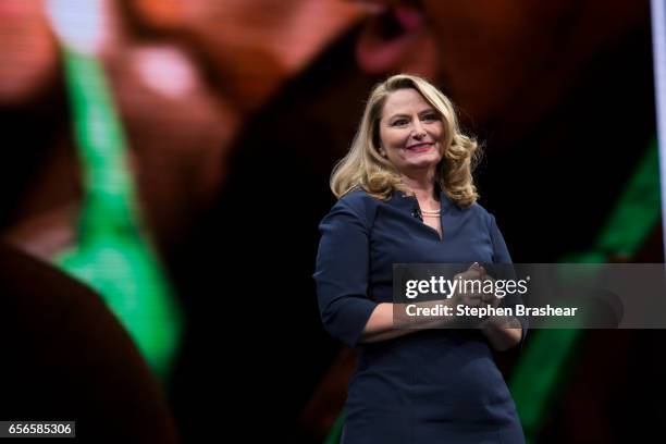 Executive Vice President and Chief Technology Officer Gerri Martin-Flickinger speaks during the Starbucks annual meeting of shareholders on March 22,...