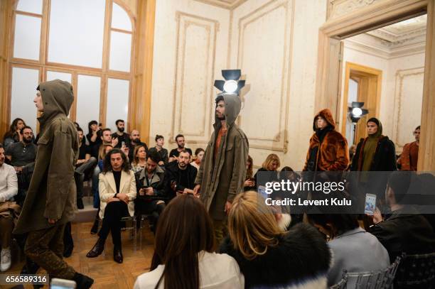 Models walk the runway at the Brand Who show during Mercedes-Benz Istanbul Fashion Week March 2017 at Grand Pera on March 22, 2017 in Istanbul,...