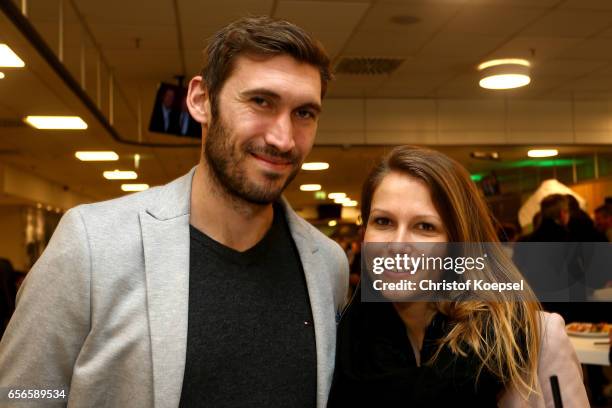 Stefan Reinartz and wife Gianna pose during the Club of Former National Players Meeting at Signal Iduna Park on March 22, 2017 in Dortmund, Germany.