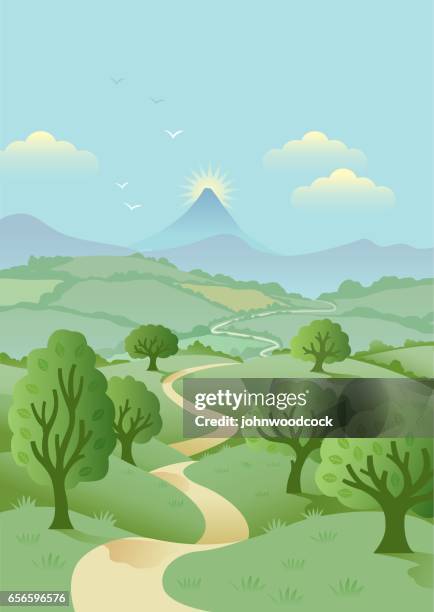 long and winding road - single lane road stock illustrations