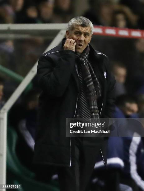 Michael Findlay the interim coach of Canada looks on during the International Challenge Match between Scotland and Canada at Easter Road on March 22,...