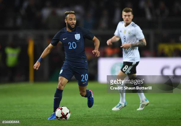 Nathan Redmond of England in action during the international friendly match between Germany and England at Signal Iduna Park on March 22, 2017 in...