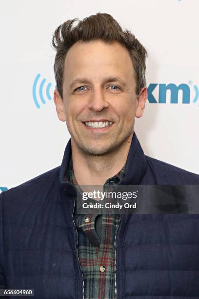 Personality Seth Meyers visits the SiriusXM Studios on March 22, 2017 in New York City.