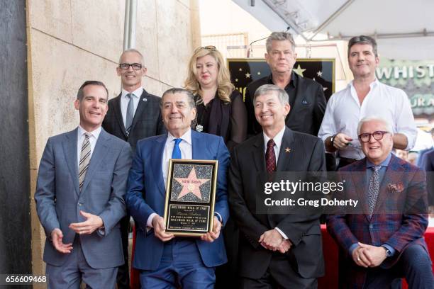 Mayor Eric Garcetti, David Foster, Haim Saban, Simon Cowell, Leron Gubler and Fariba Kalantari attend the ceremony as Haim Saban is honored with a...