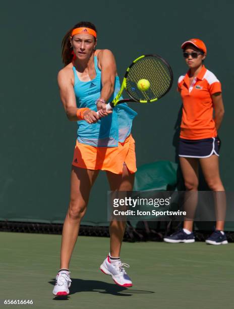 Mariana Duque-Marino during the qualifying round of the 2017 Miami Open on March 20 at Tennis Center at Crandon Park in Key Biscayne, FL.