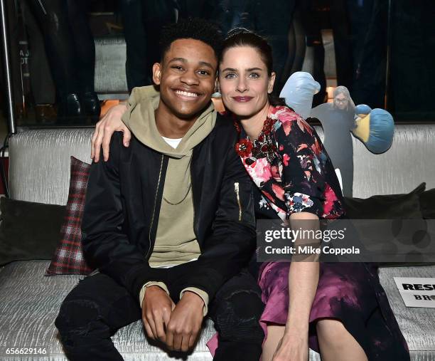 Actors Tyrel Jackson Williams and Amanda Peet attend the "Brockmire" event at 40 / 40 Club on March 22, 2017 in New York City.