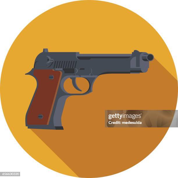 gun - revolver-with-silencer stock-grafiken, -clipart, -cartoons und -symbole