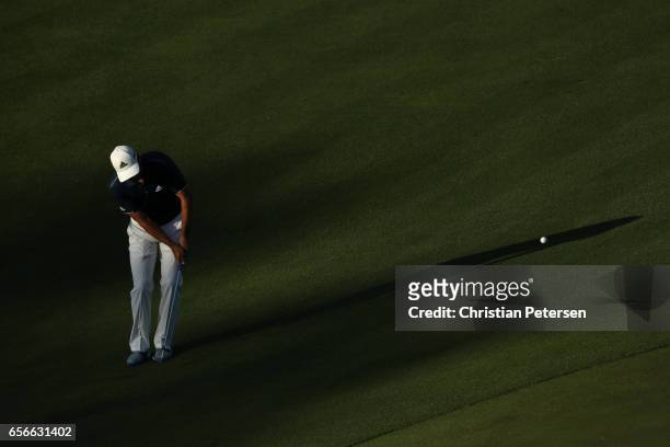 Sergio Garcia of Spain plays a shot on the 16th hole of his match during round one of the World Golf Championships-Dell Technologies Match Play at...