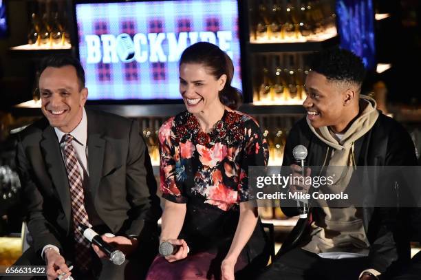 Actors Hank Azaria, Amanda Peet and Tyrel Jackson Williams attend the "Brockmire" event at 40 / 40 Club on March 22, 2017 in New York City.