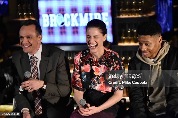 Actors Hank Azaria, Amanda Peet and Tyrel Jackson Williams attend the "Brockmire" event at 40 / 40 Club on March 22, 2017 in New York City.