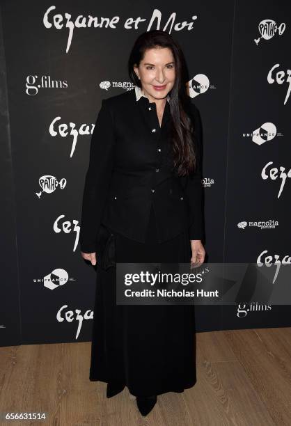 Artist Marina Abramovic attends the "Cezanne Et Moi" New York Premiere at the Whitby Hotel on March 22, 2017 in New York City.