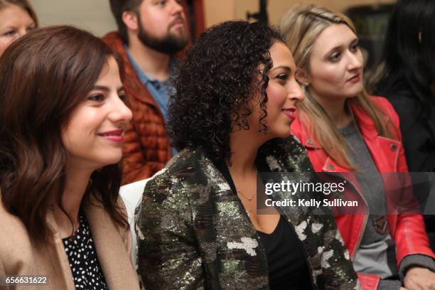 Audience members react to the Refinery29 HER BRAIN Insights presentation at Hint Water Headquarters on March 22, 2017 in San Francisco, California.