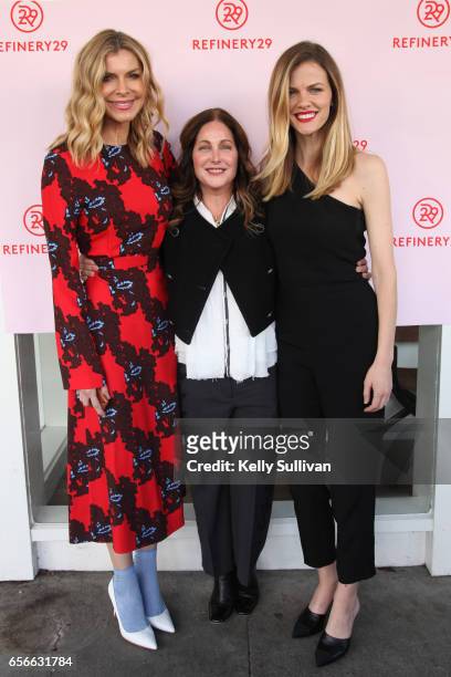 Founder of Finery.com Whitney Casey and Chief Design Officer Brooklyn Decker pose for photos with Chief Revenue Officer of Refinery29 Melissa Goidel...